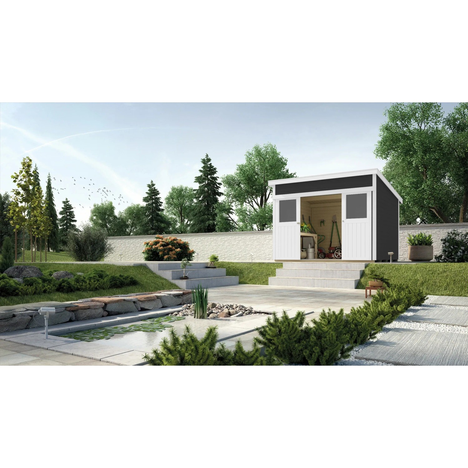 Weka Holz-Gartenhaus Turin Pultdach Lasiert 295 cm x 249 cm
