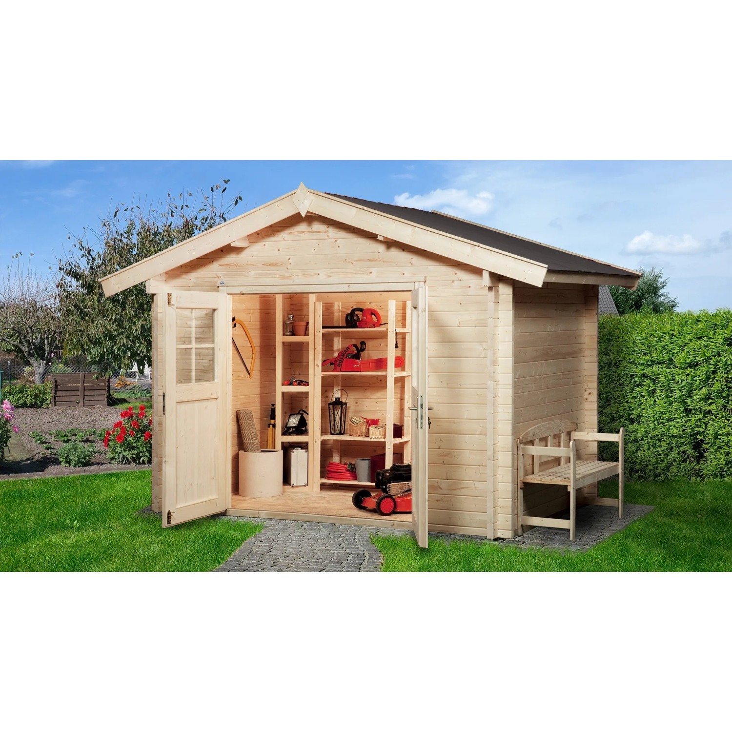 Weka Holz-Gartenhaus Satteldach Unbehandelt 280 cm