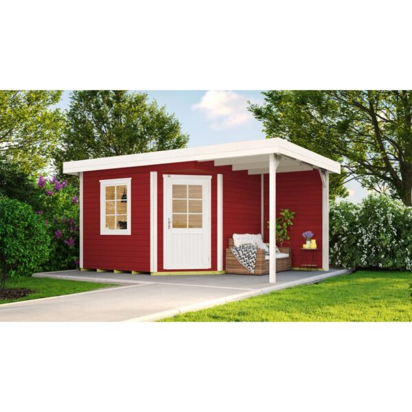 Weka Holz-Gartenhaus 213 A Gr. 1 5-Eck Flachdach Lasiert 442 cm x 278 cm