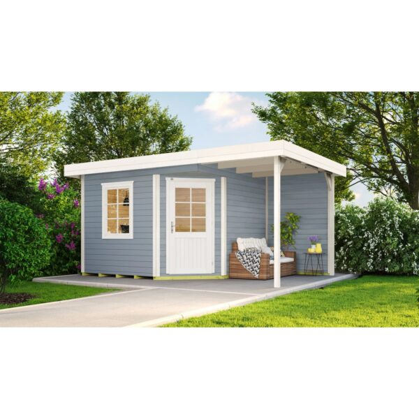 Weka Holz-Gartenhaus 213 A Gr. 1 5-Eck Flachdach Lasiert 442 cm x 278 cm