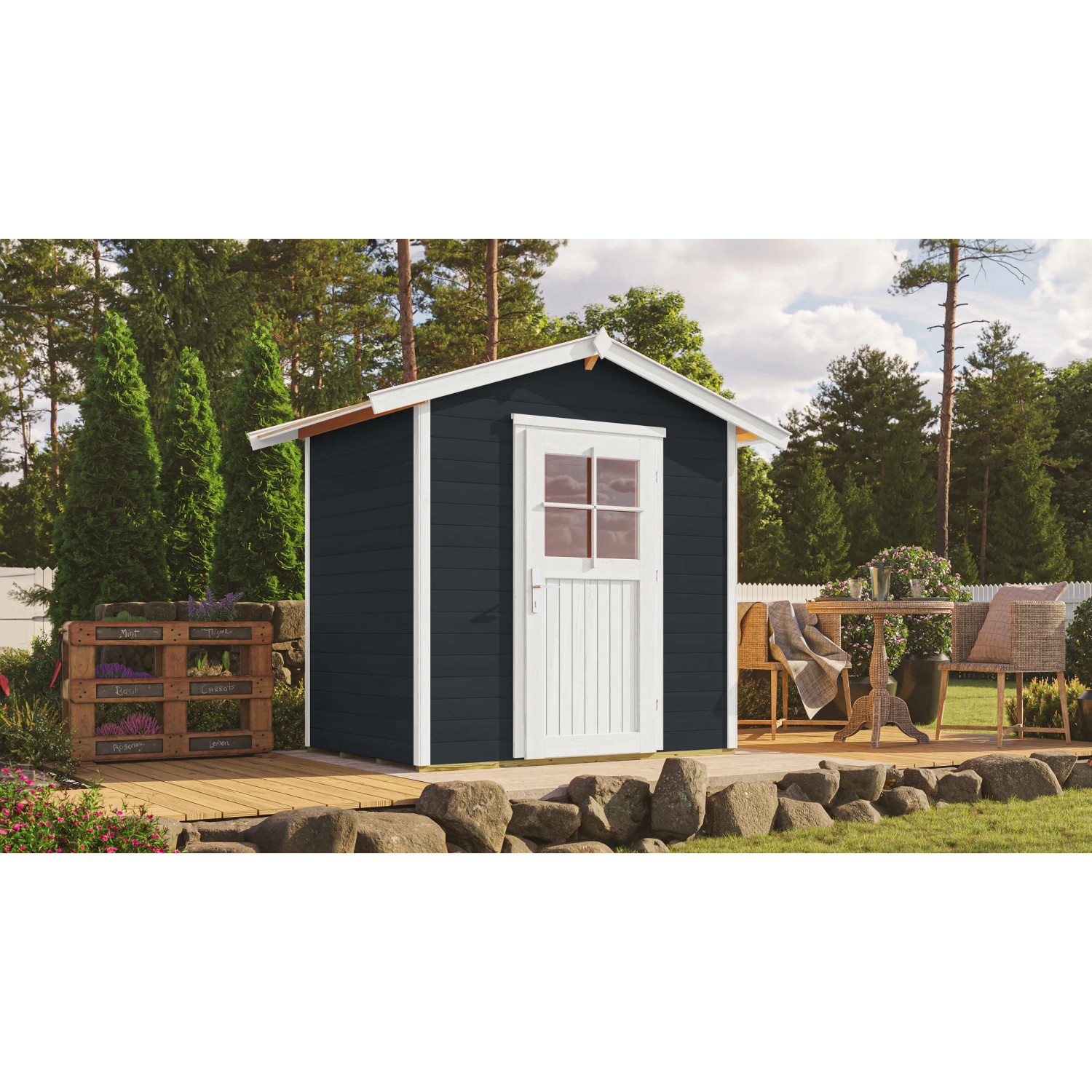 OBI Outdoor Living Holz-Gartenhaus Monza Satteldach Lasiert 205 cm x 174 cm