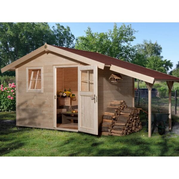 OBI Outdoor Living Holz-Gartenhaus Bozen A Spar-Set Satteldach Unbehandelt