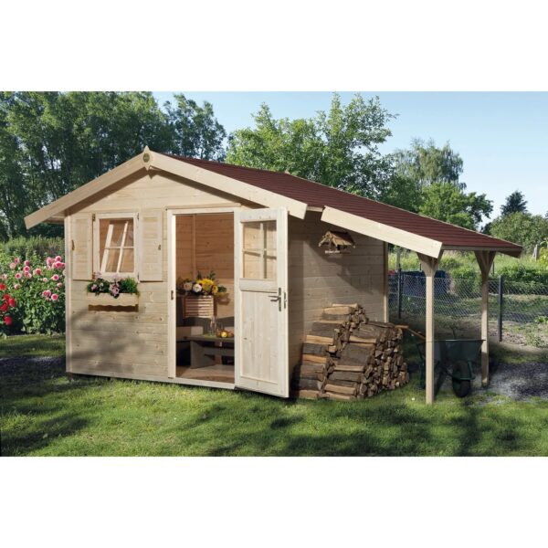 OBI Outdoor Living Holz-Gartenhaus Bozen C Spar-Set Satteldach Unbehandelt