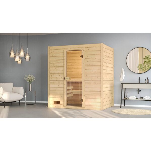Weka Massivholzsauna Valida 2 Sparset 7,5 kW BioS Glastür
