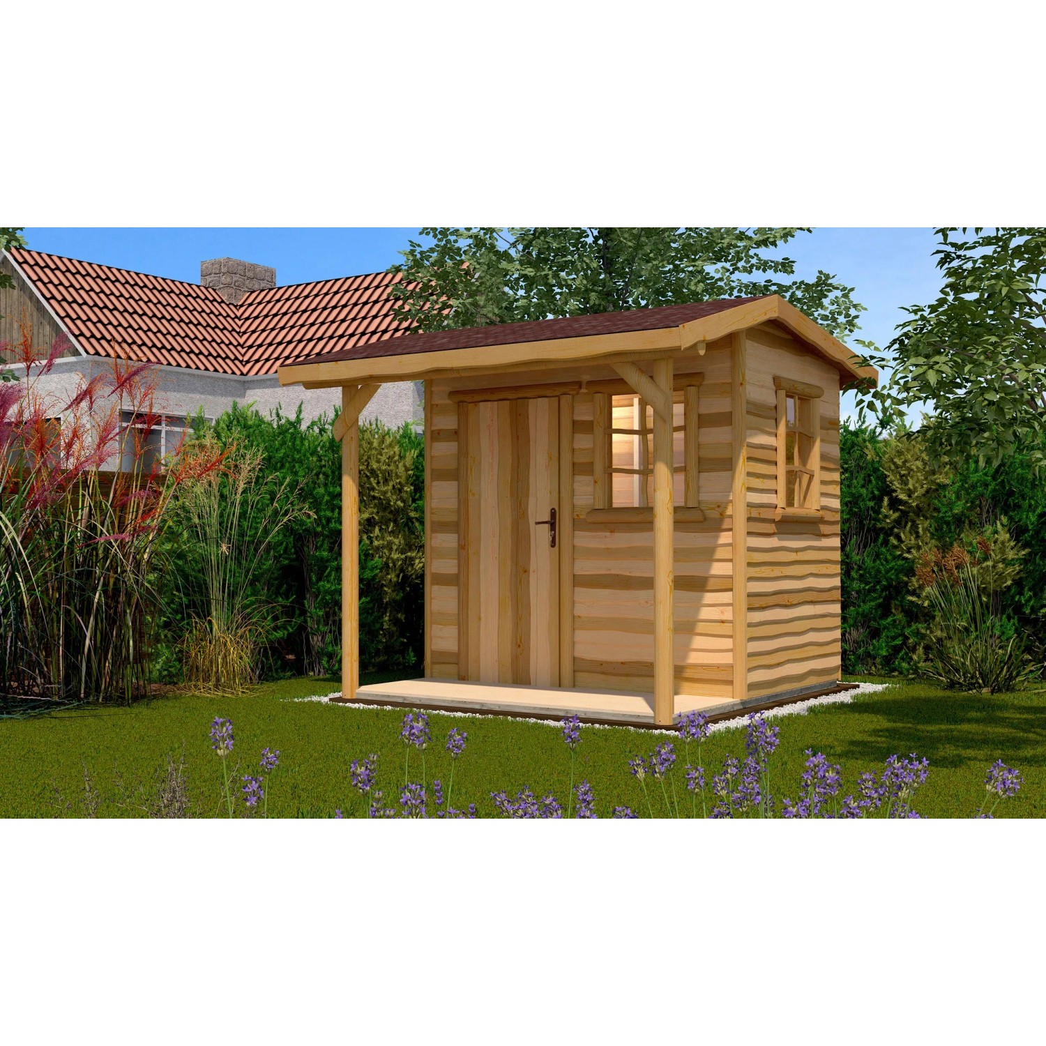 Weka Holz-Gartenhaus Satteldach Unbehandelt 331 cm