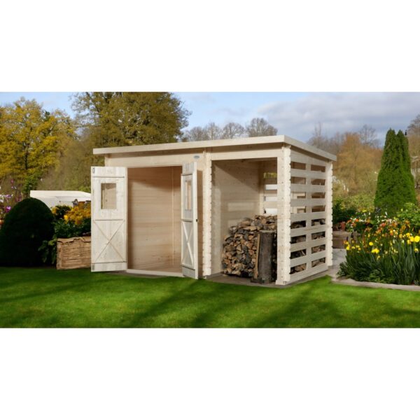 OBI Holz-Gartenhaus Cortina B 330 cm x 200 cm mit Anbau 130 cm