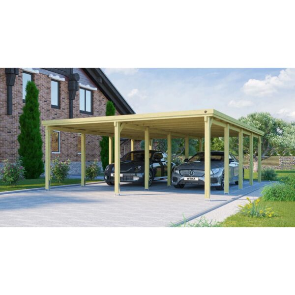 Weka Flachdach-Doppelcarport 618 Gr. 3 mit Trapezblech 603 cm x 802 cm Weka Flachdach-Doppelcarport 618 Gr. 3 mit Trapezblech 603 cm x 802 cm