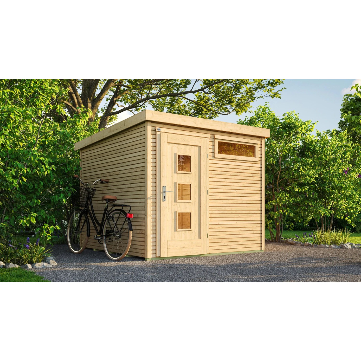 Weka Holz-Gartenhaus WekaLine Flachdach Unbehandelt 248 cm x 253 cm