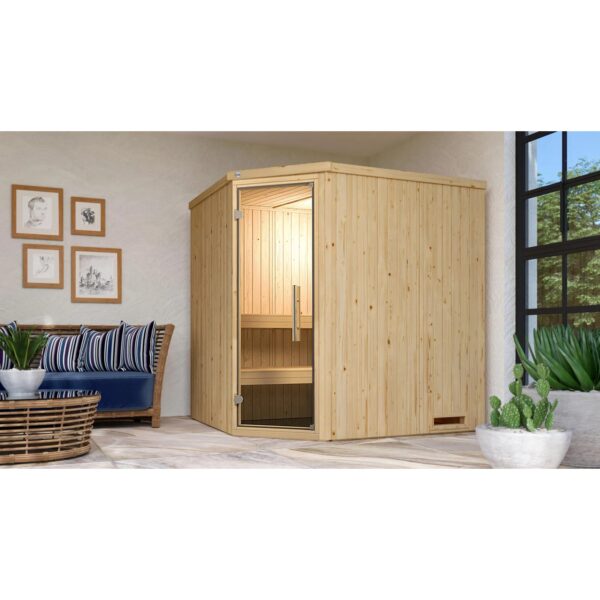 Weka Element-Ecksauna Varberg 2 Sparset 5,4 kW Kompakt Glastür