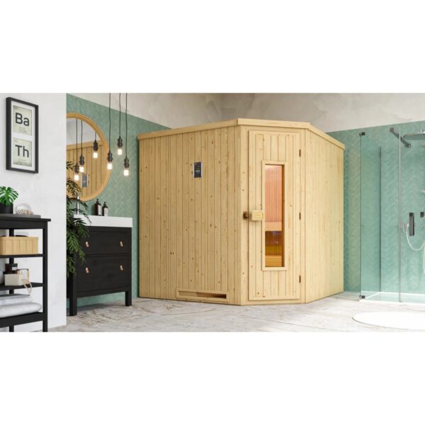 Weka Element-Ecksauna Varberg 3 Sparset 9 kW Kompakt Holztür Weka Element-Ecksauna Varberg 3 Sparset 9 kW Kompakt Holztür