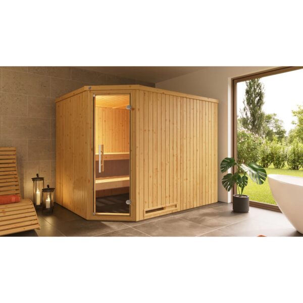 Weka Element-Ecksauna Varberg 4 Sparset 9 kW Kompakt Glastür