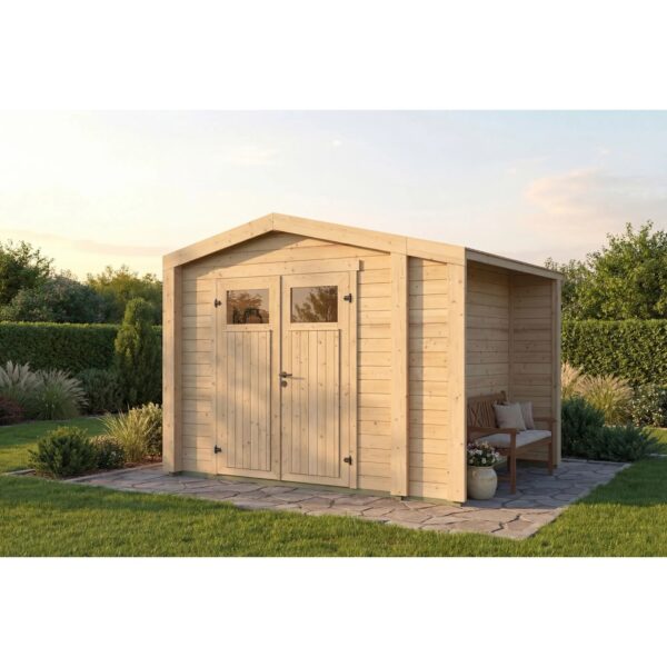 Weka Holz-Gartenhaus Killarney Satteldach Natur Unbehandelt 311 cm x 263 cm Weka Holz-Gartenhaus Killarney Satteldach Natur Unbehandelt 311 cm x 263 cm