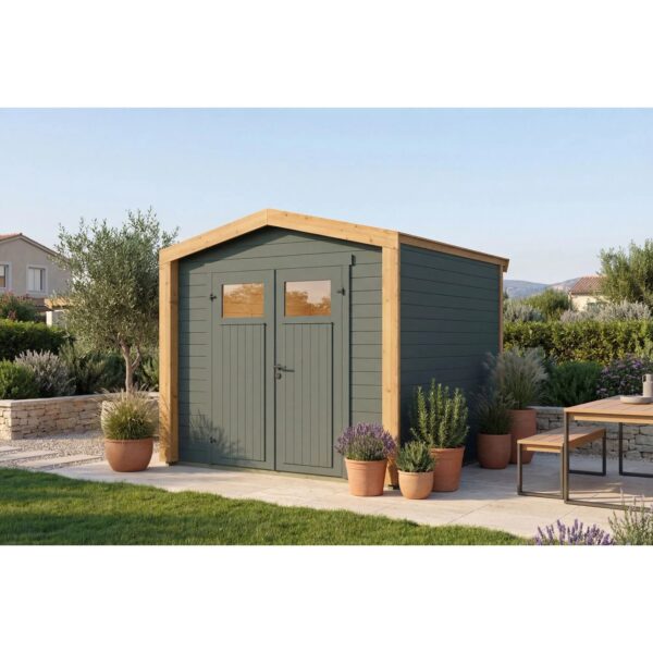 Weka Holz-Gartenhaus Killarney Satteldach Grau-Grün Lasiert 261 cm x 263 cm Weka Holz-Gartenhaus Killarney Satteldach Grau-Grün Lasiert 261 cm x 263 cm