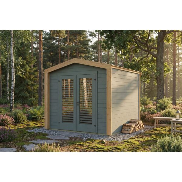 Weka Holz-Gartenhaus Killarney Satteldach Grau-Grün Lasiert 261 cm x 263 cm Weka Holz-Gartenhaus Killarney Satteldach Grau-Grün Lasiert 261 cm x 263 cm