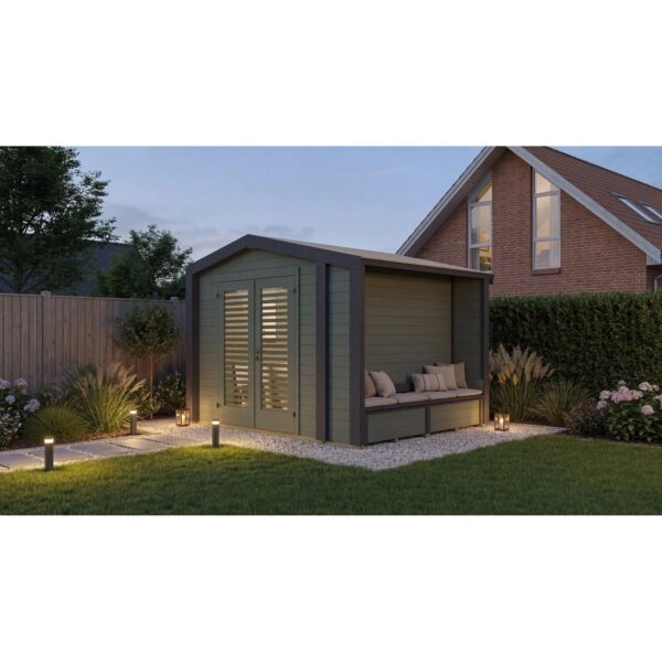 Weka Holz-Gartenhaus Killarney Satteldach Grau-Grün Lasiert 311 cm x 263 cm Weka Holz-Gartenhaus Killarney Satteldach Grau-Grün Lasiert 311 cm x 263 cm