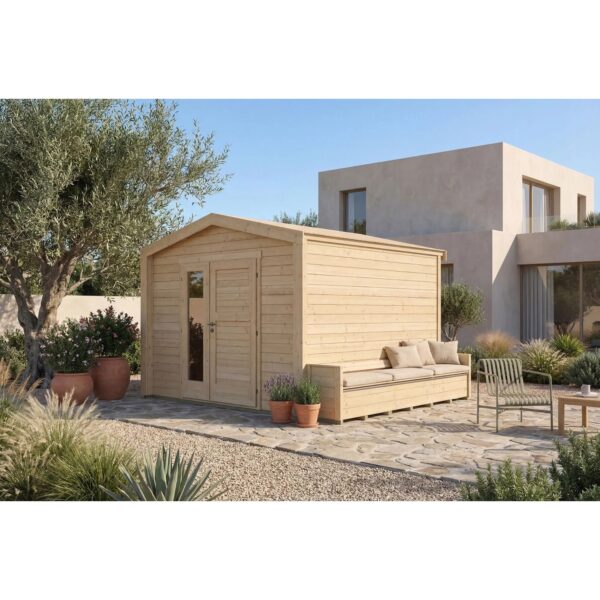 Weka Holz-Gartenhaus Killarney Satteldach Natur Unbehandelt 357 cm x 313 cm Weka Holz-Gartenhaus Killarney Satteldach Natur Unbehandelt 357 cm x 313 cm