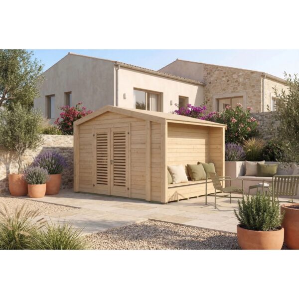 Weka Holz-Gartenhaus Killarney Satteldach Natur Unbehandelt 361 cm x 313 cm Weka Holz-Gartenhaus Killarney Satteldach Natur Unbehandelt 361 cm x 313 cm