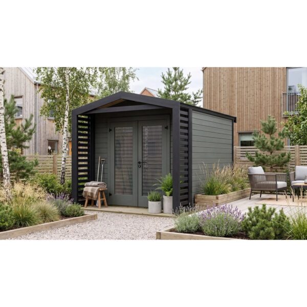 Weka Holz-Gartenhaus Killarney Satteldach Grau-Grün Lasiert 261 cm x 313 cm Weka Holz-Gartenhaus Killarney Satteldach Grau-Grün Lasiert 261 cm x 313 cm