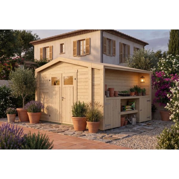 Weka Holz-Gartenhaus Killarney Satteldach Natur Unbehandelt 361 cm x 313 cm Weka Holz-Gartenhaus Killarney Satteldach Natur Unbehandelt 361 cm x 313 cm