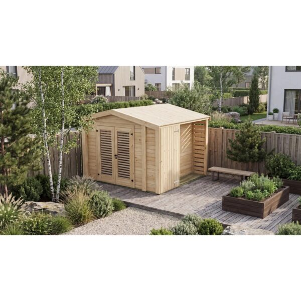 Weka Holz-Gartenhaus Killarney Satteldach Natur Unbehandelt 311 cm x 263 cm