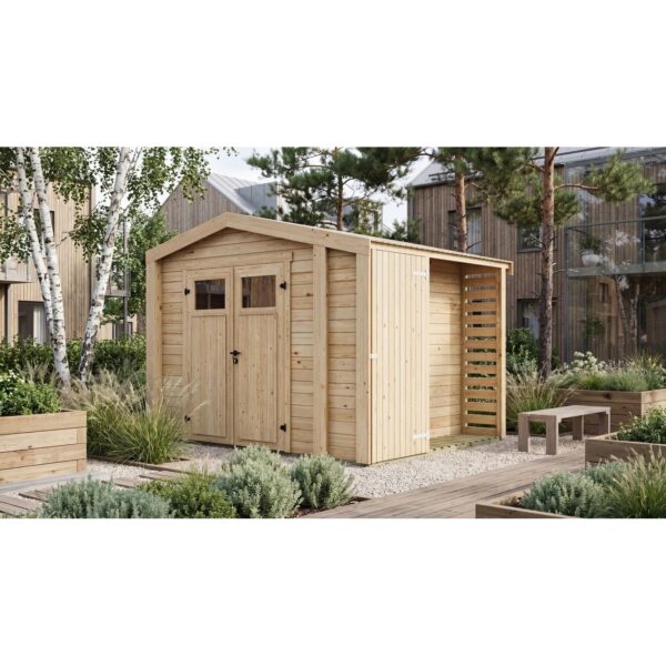 Weka Holz-Gartenhaus Killarney Satteldach Natur Unbehandelt 361 cm x 313 cm