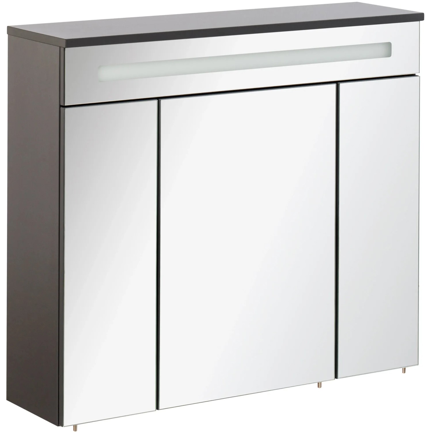 Fackelmann Badmöbel Spiegelschrank Kara Anthrazit 80 cm mit Softclose Türen