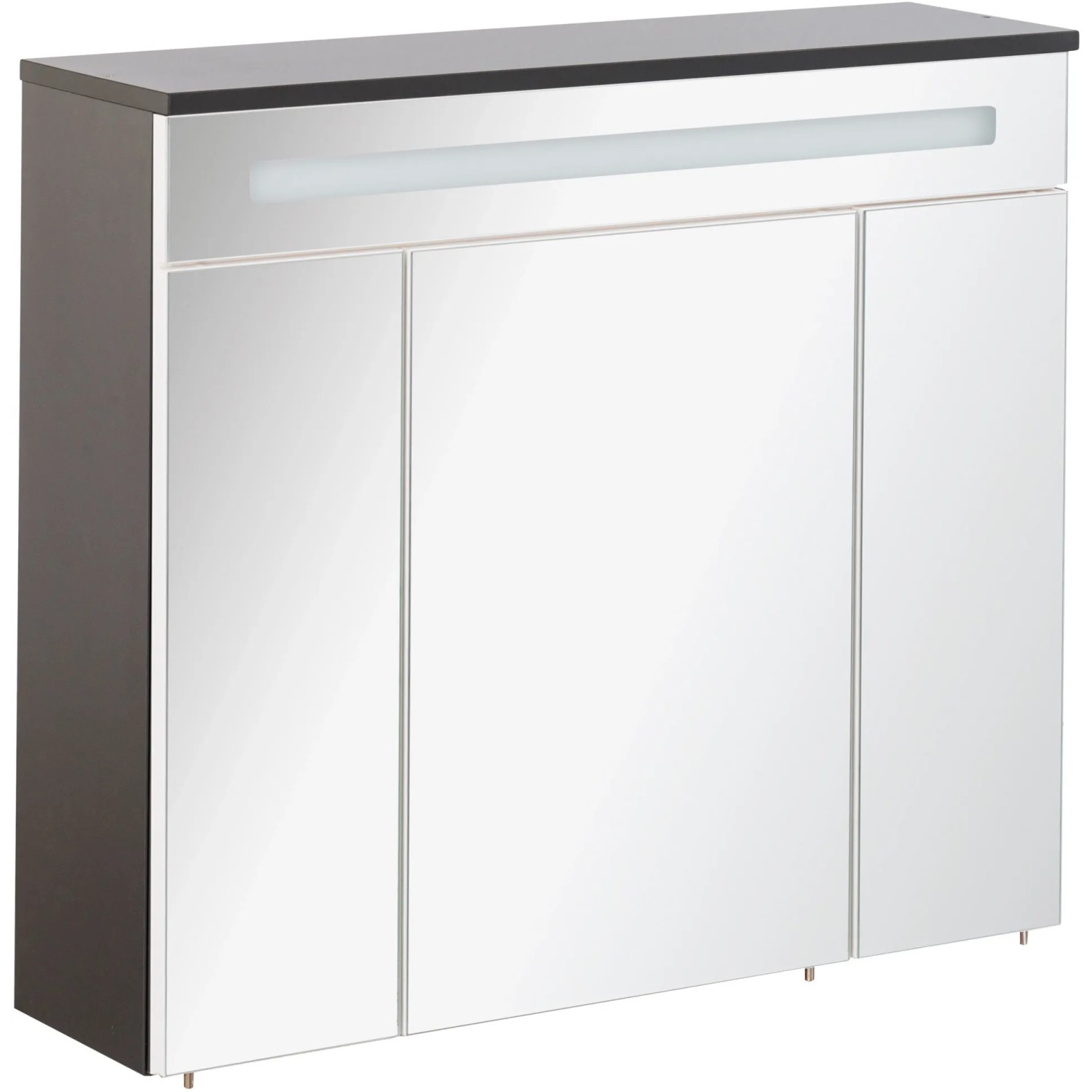 Fackelmann Badmöbel Spiegelschrank Kara Anthrazit 80 cm mit Softclose Türen