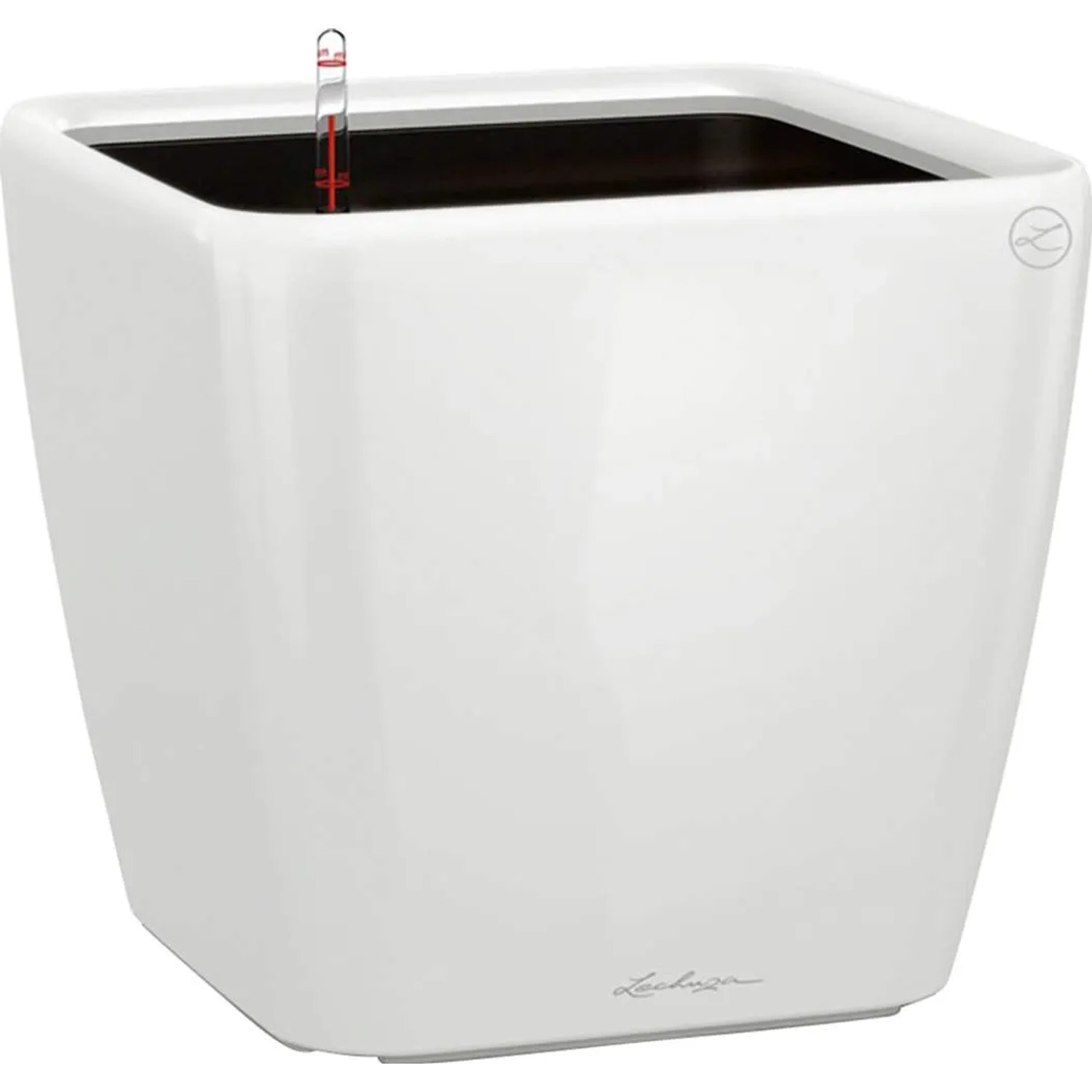 Lechuza® Pflanzgefäß Quadro Premium LS 22 cm x 22 cm x 21 cm Weiß hochglanz