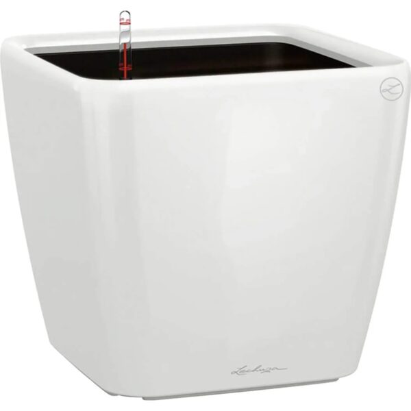Lechuza® Pflanzgefäß Quadro Premium LS 28 cm x 28 cm x 26 cm Weiß hochglanz