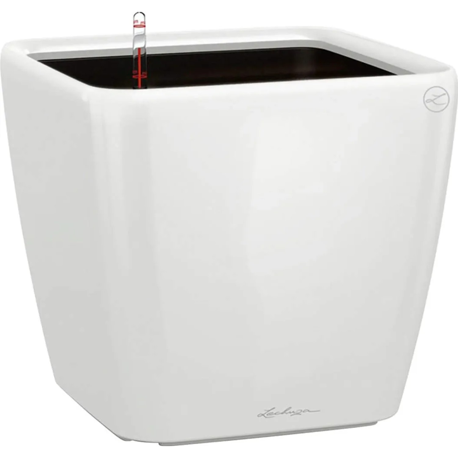 Lechuza® Pflanzgefäß Quadro Premium LS 28 cm x 28 cm x 26 cm Weiß hochglanz