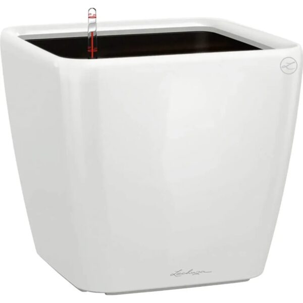 Lechuza® Pflanzgefäß Quadro Premium LS 35 cm x 35 cm x 33 cm Weiß hochglanz