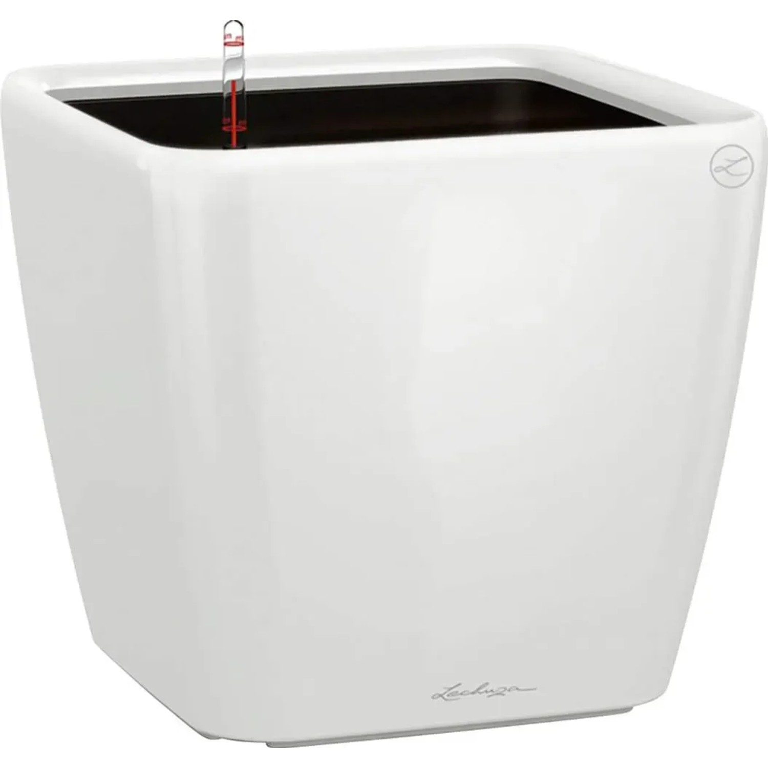 Lechuza® Pflanzgefäß Quadro Premium LS 35 cm x 35 cm x 33 cm Weiß hochglanz