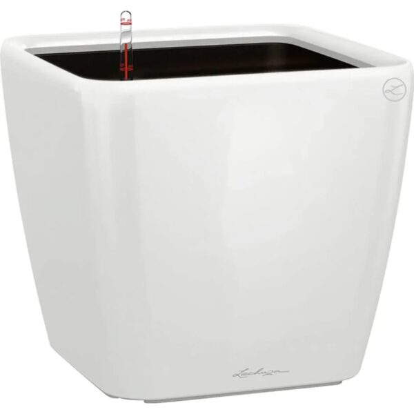 Lechuza® Pflanzgefäß Quadro Premium LS 43 cm x 43 cm x 40 cm Weiß hochglanz