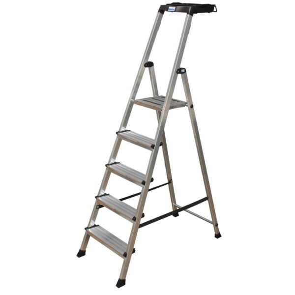 Krause Secury Stufen-Steh-Leiter 5 Stufen mit MultiGrip-System