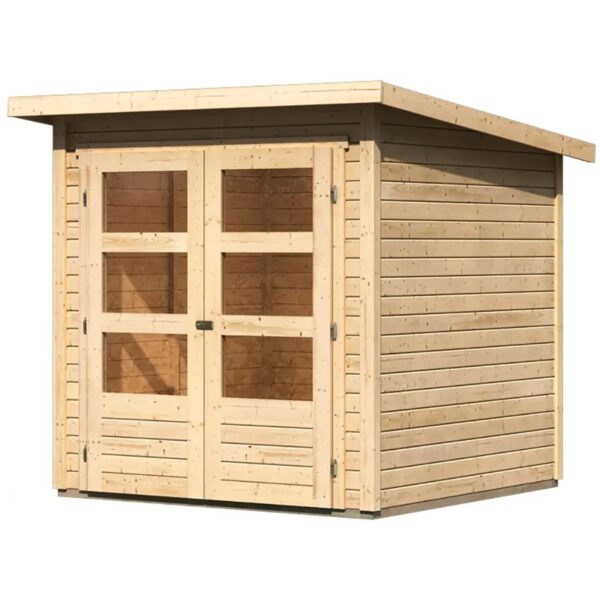 Karibu Holz-Gartenhaus Sitten Natur Pultdach Unbehandelt 182 cm x 182 cm