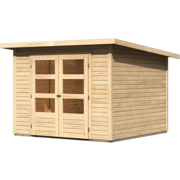 Karibu Holz-Gartenhaus Sitten Natur Pultdach Unbehandelt 242 cm x 242 cm Karibu Holz-Gartenhaus Sitten Natur Pultdach Unbehandelt 242 cm x 242 cm