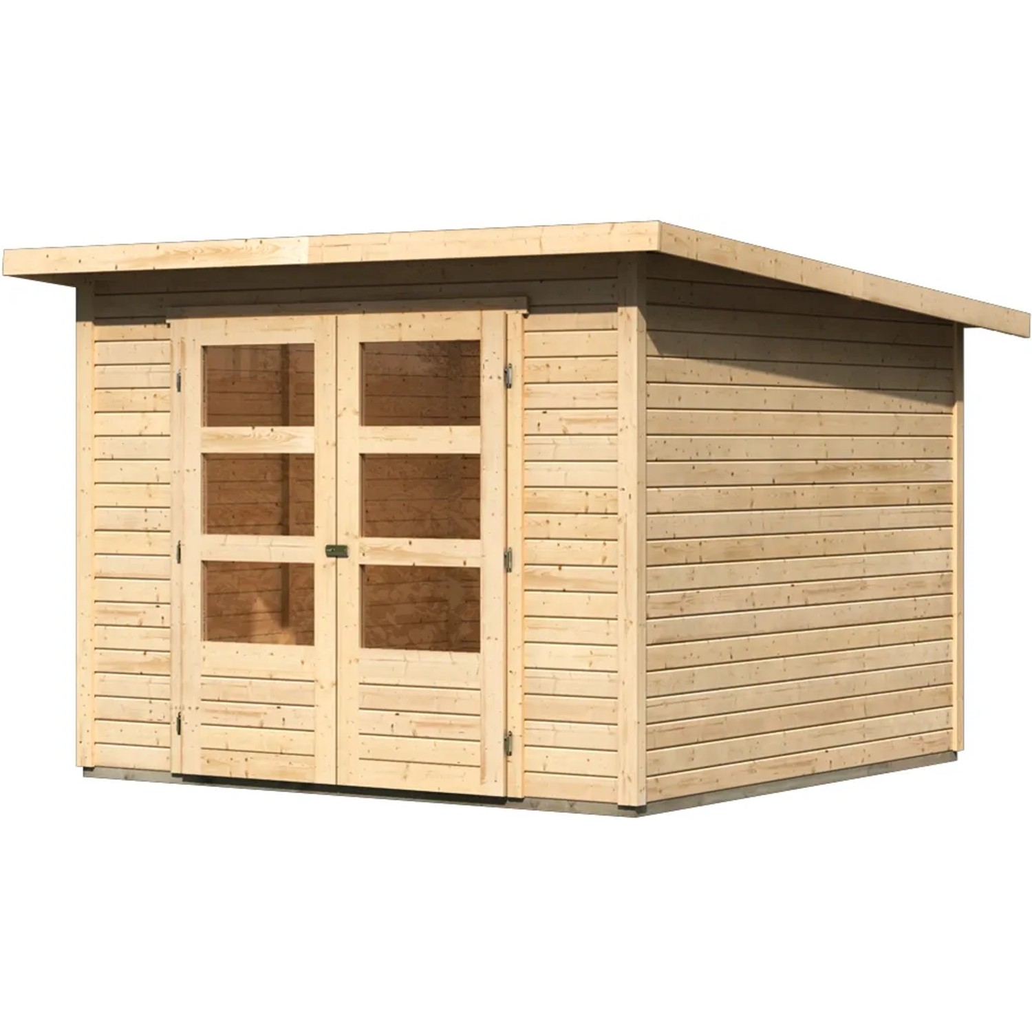 Karibu Holz-Gartenhaus Sitten Natur Pultdach Unbehandelt 242 cm x 242 cm