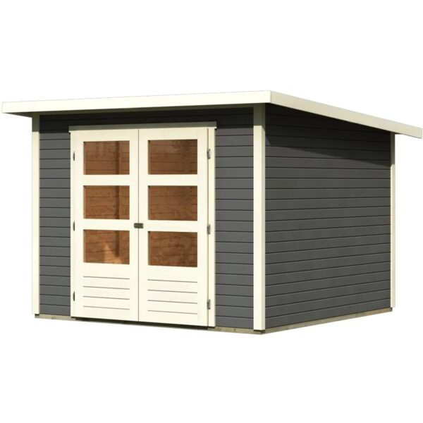 Karibu Holz-Gartenhaus Sitten Terragrau Pultdach Lackiert 242 cm x 242 cm Karibu Holz-Gartenhaus Sitten Terragrau Pultdach Lackiert 242 cm x 242 cm