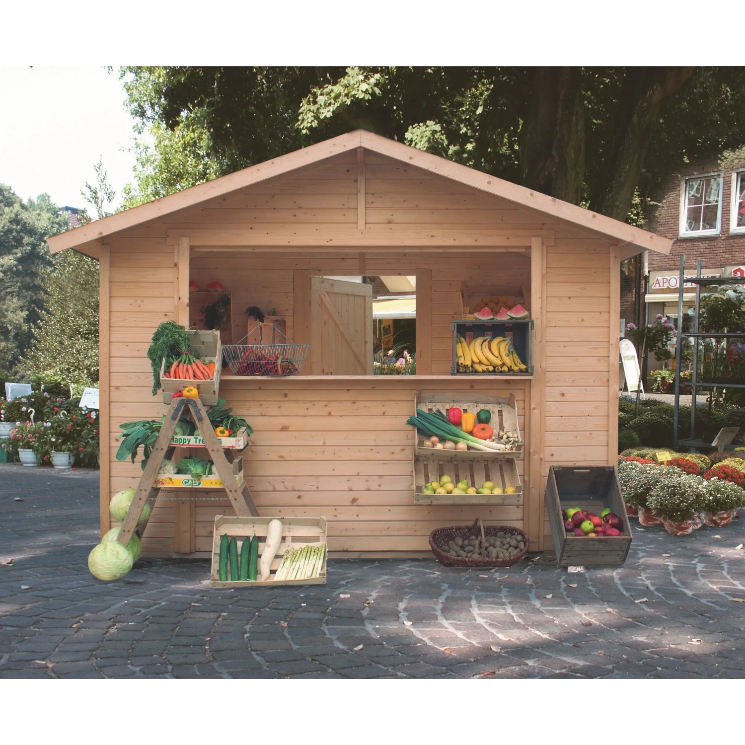 Karibu Marktstand Größe 2 Natur 303 cm x 202 cm