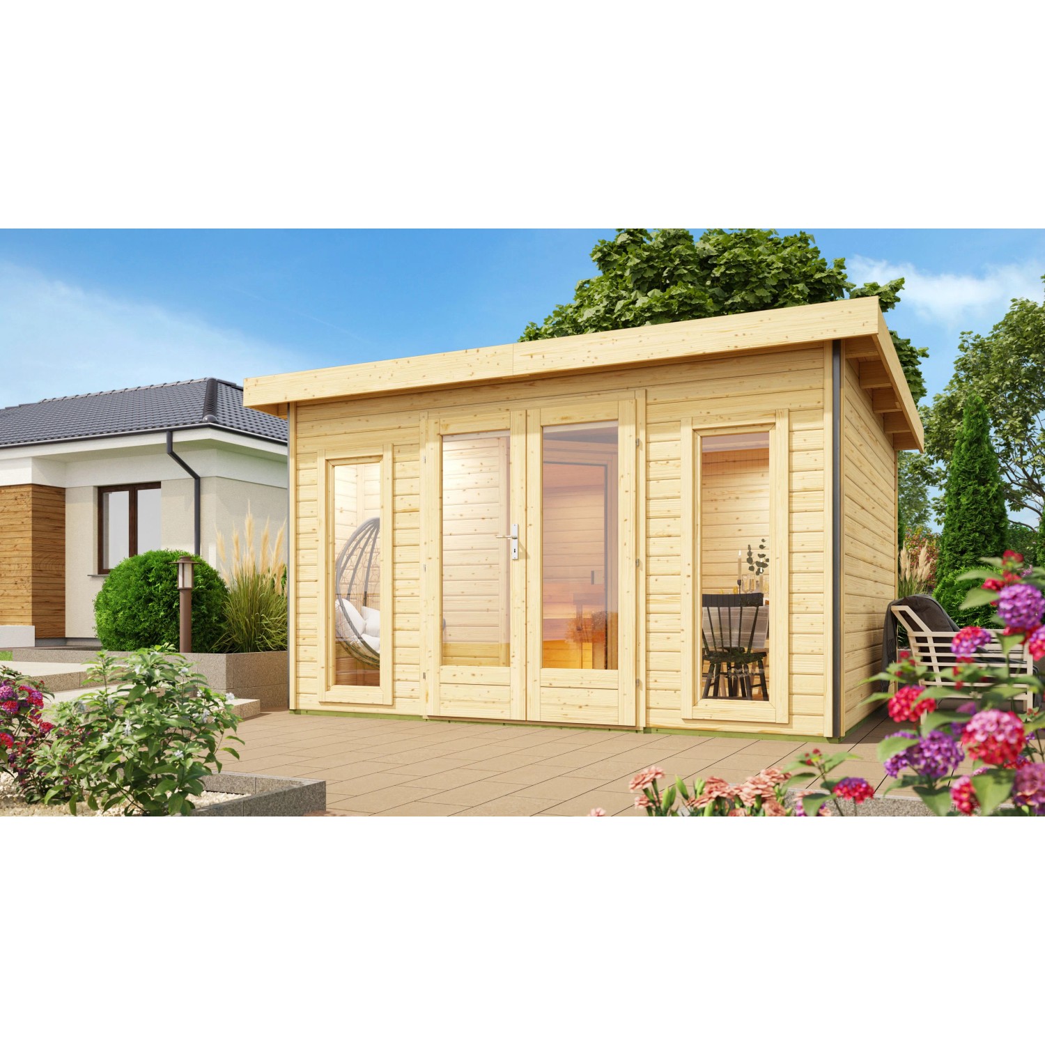 Saunahaus Magnus 2-Set B Naturbel. inkl. Ofen 9 kW ext. Strg.
