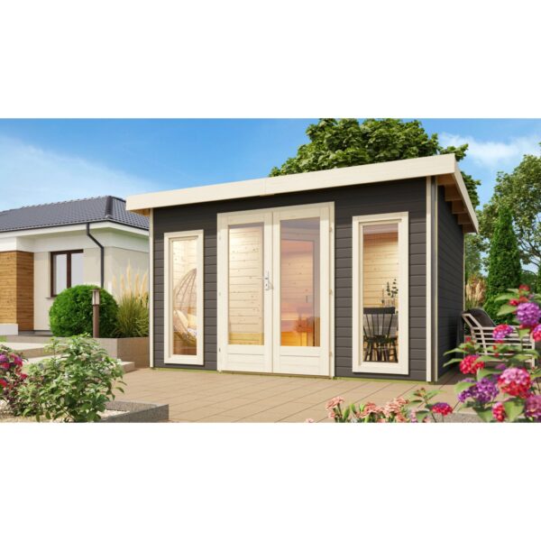 Saunahaus Magnus 2-Set B Terragrau inkl. Ofen 9 kW ext. Strg.