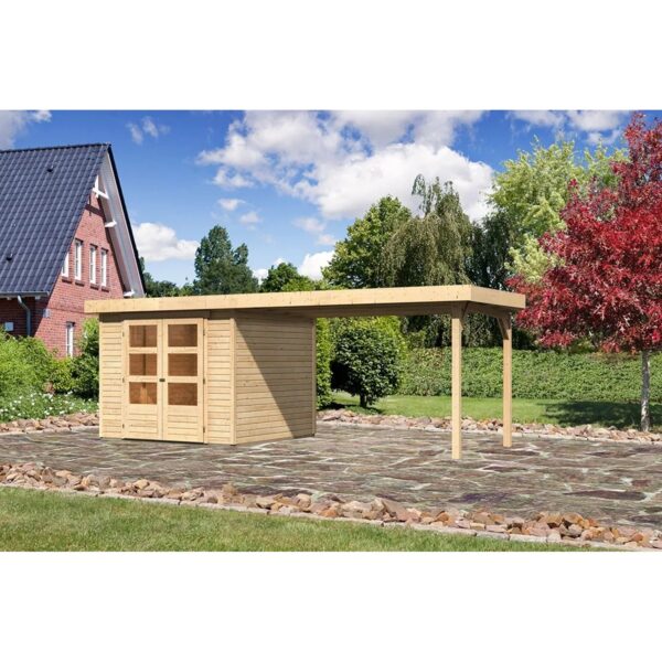Karibu Holz-Gartenhaus Boras Natur Flachdach Unbehandelt 238 cm x 242 cm
