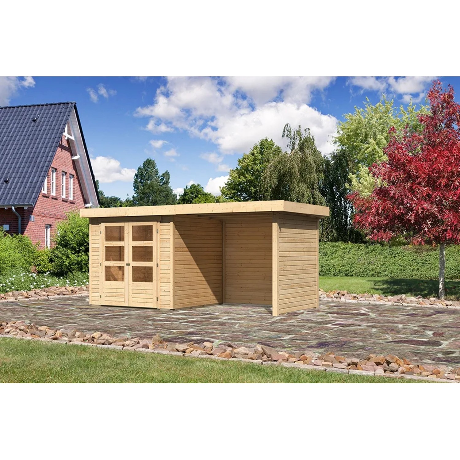 Karibu Holz-Gartenhaus Boras Natur Unbehandelt 209 cm x 213 cm