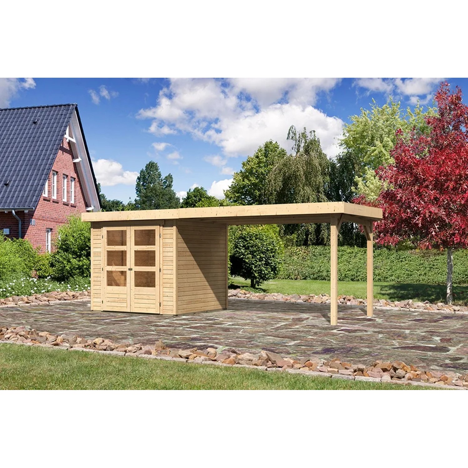 Karibu Holz-Gartenhaus Boras Natur Unbehandelt 209 cm x 213 cm