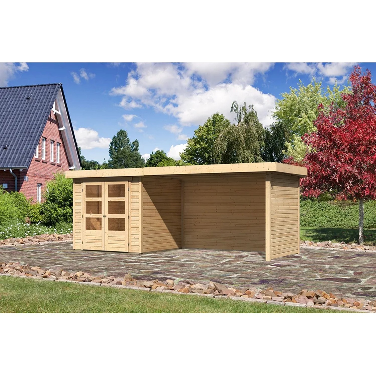 Karibu Holz-Gartenhaus Boras Natur Unbehandelt 209 cm x 213 cm