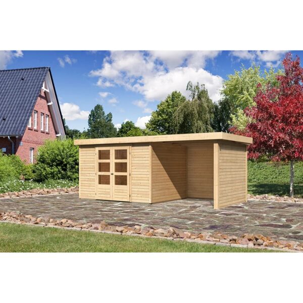 Karibu Holz-Gartenhaus Boras Natur Flachdach Unbehandelt 298 cm x 242 cm