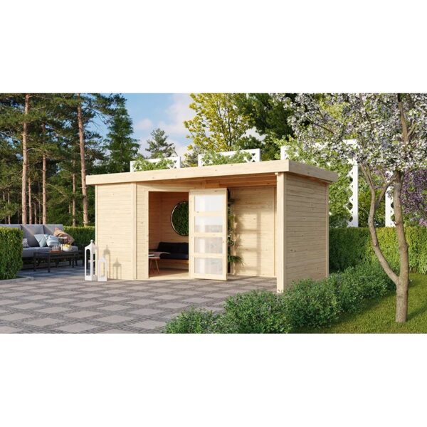 Karibu Holz-Gartenhaus Linköbing Natur Flachdach Unbehandelt 209 cm x 213 cm