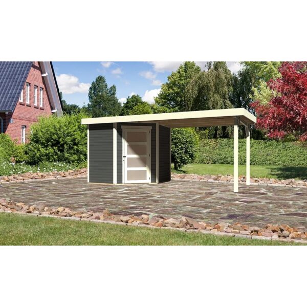 Karibu Holz-Gartenhaus Linköbing Terragrau Flachdach Lackiert 209 cm x 213 cm Karibu Holz-Gartenhaus Linköbing Terragrau Flachdach Lackiert 209 cm x 213 cm