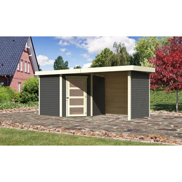 Karibu Holz-Gartenhaus Linköbing Terragrau Pultdach Lackiert 238 cm x 242 cm Karibu Holz-Gartenhaus Linköbing Terragrau Pultdach Lackiert 238 cm x 242 cm