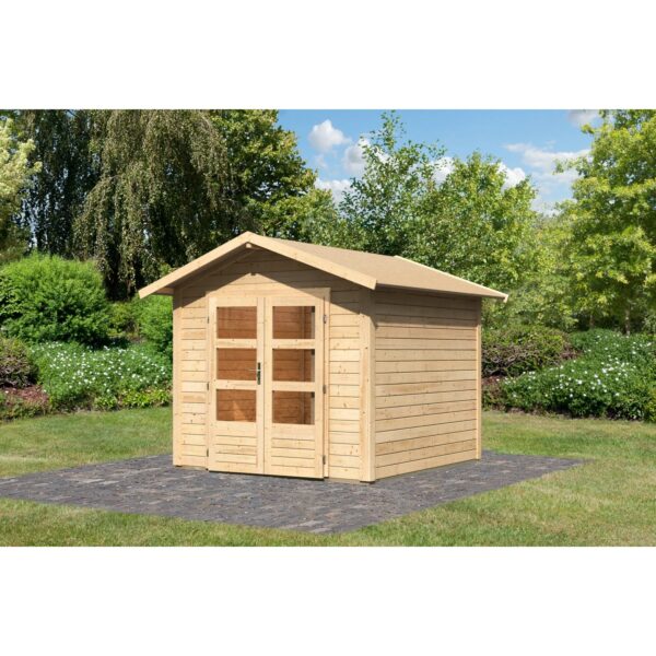 Karibu Holz-Gartenhaus Tessin 1 Natur 240 x 240 cm inkl. Boden